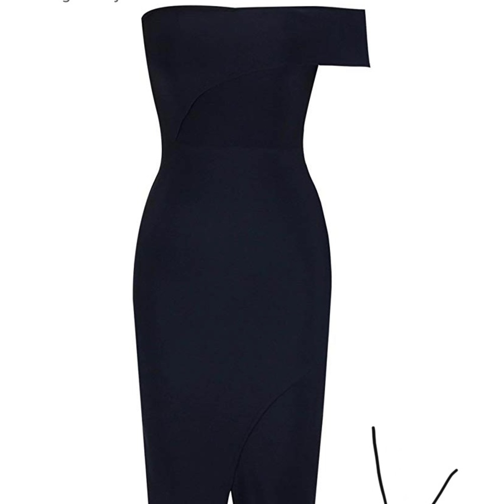 Black one shoulder bandage dress